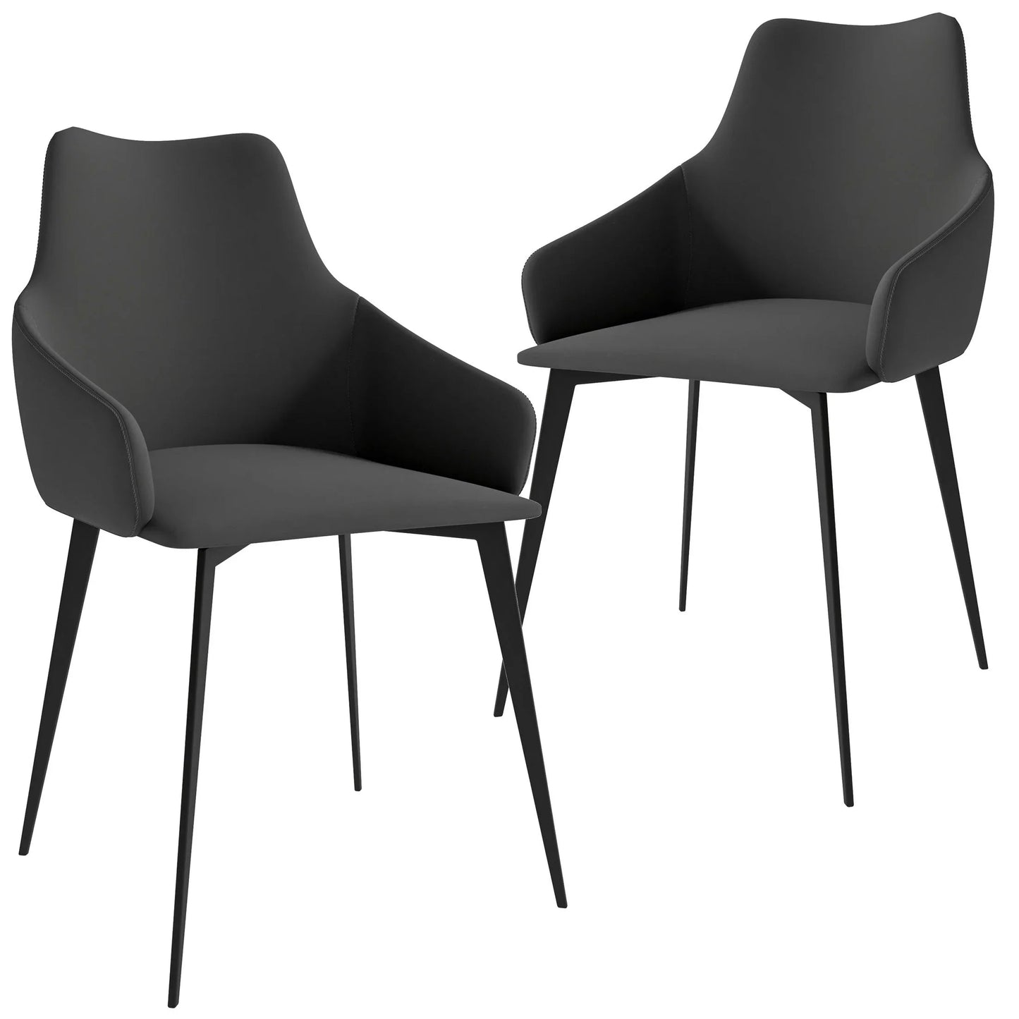 Sonnet Dining Chair with Armrests and Black Powder-Coated Iron Legs Set of 2 - Elax Furniture