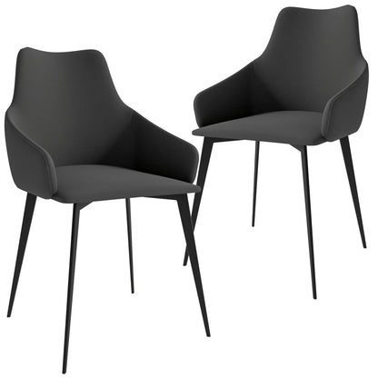 Sonnet Dining Chair with Armrests and Black Powder-Coated Iron Legs Set of 2 - Elax Furniture