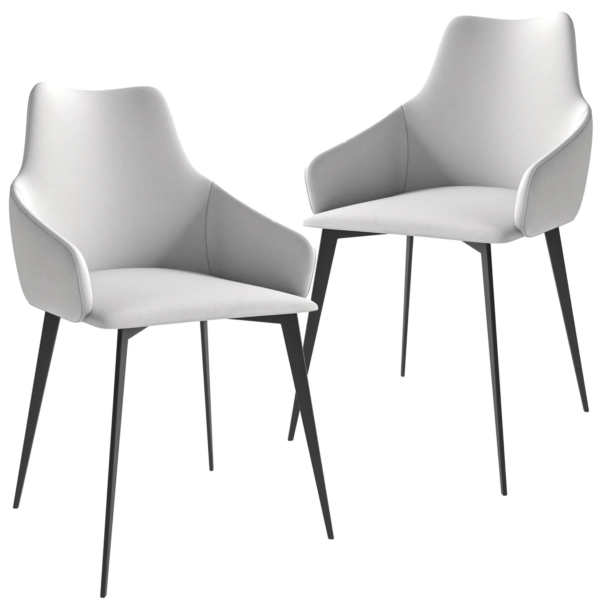 Sonnet Dining Chair with Armrests and Black Powder-Coated Iron Legs Set of 2 - Elax Furniture