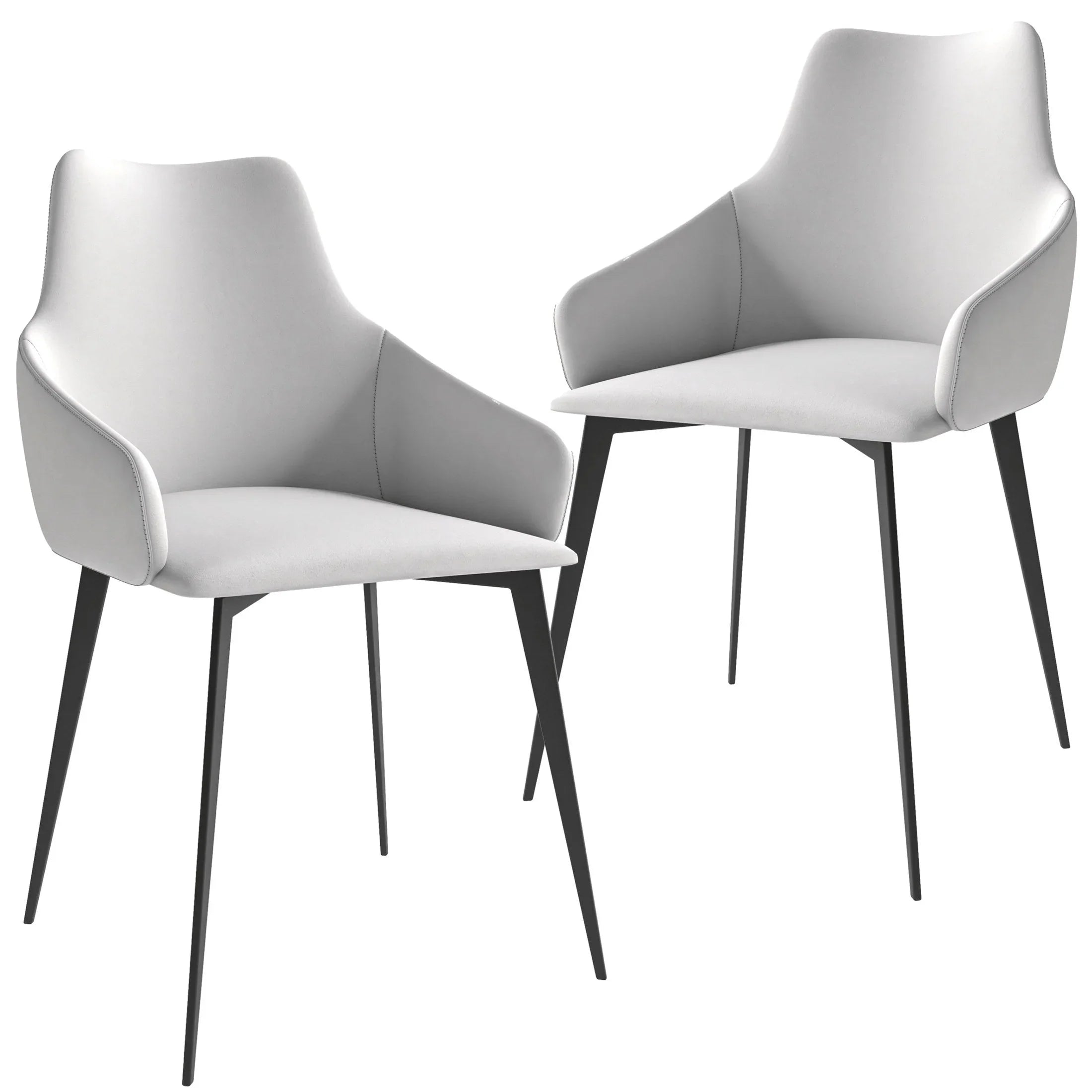 Sonnet Dining Chair with Armrests and Black Powder-Coated Iron Legs Set of 2 - Elax Furniture