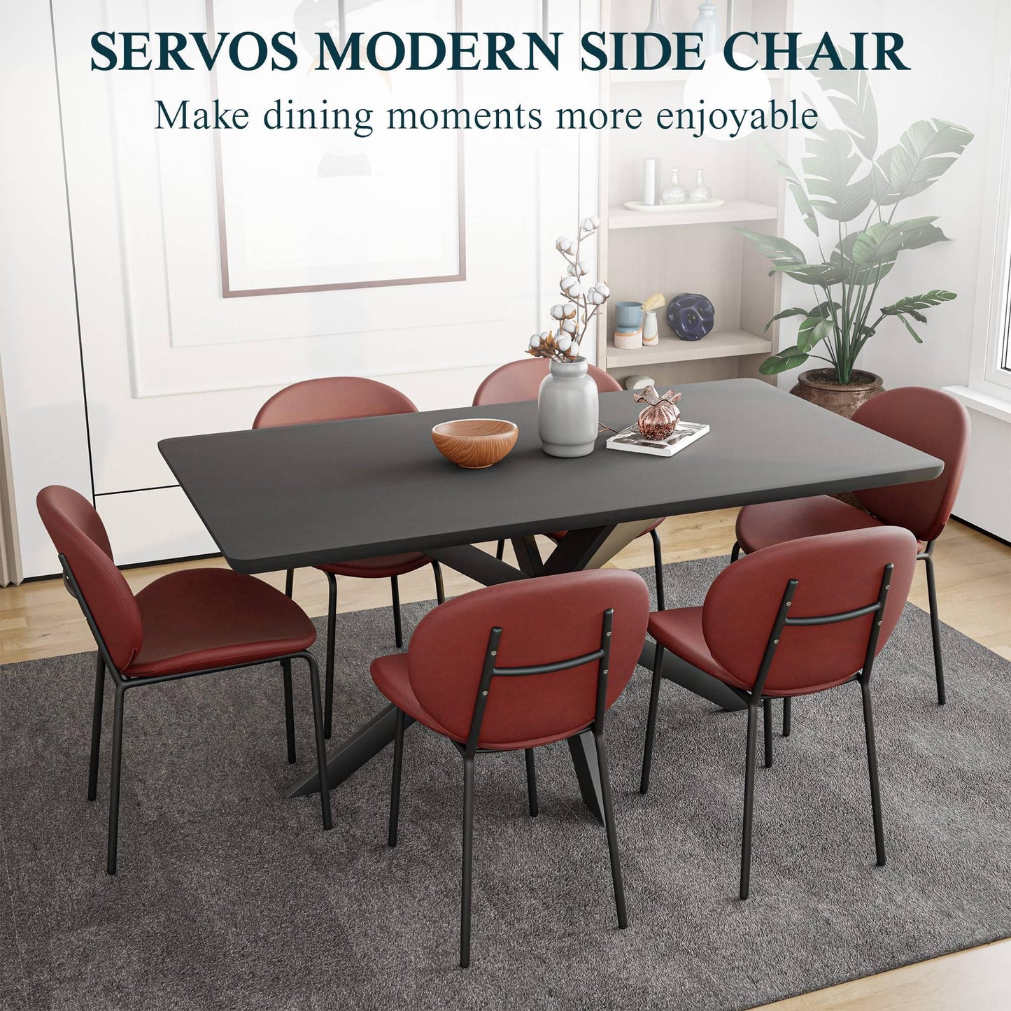 Servos Modern Dining Side Chair with Upholstered Seat and Powder Coated Iron Frame - Elax Furniture
