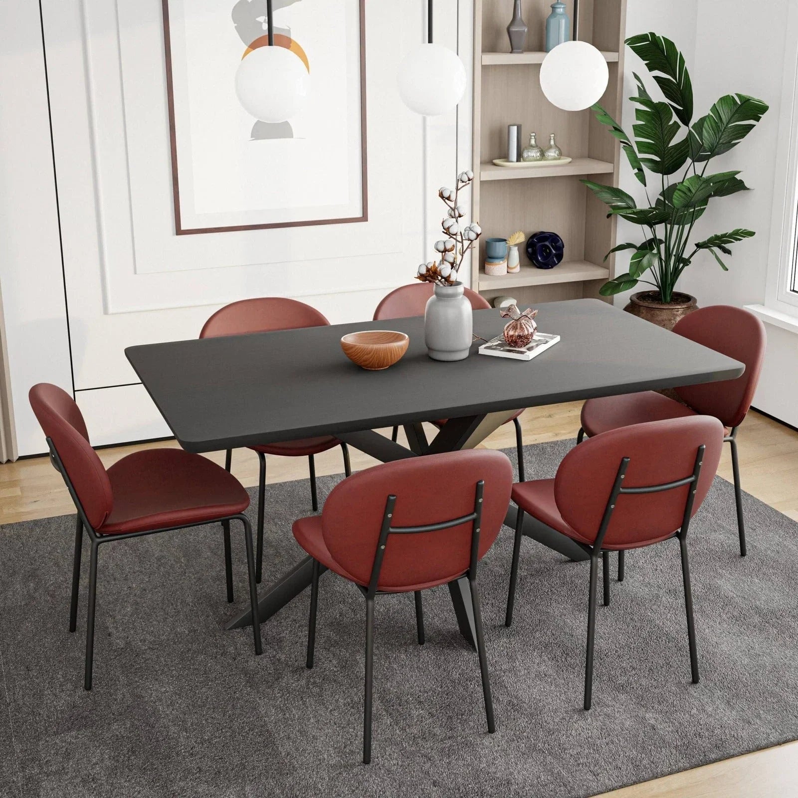 Servos Modern Dining Side Chair with Upholstered Seat and Powder Coated Iron Frame - Elax Furniture