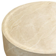 Sandy 32" Round Coffee Table, Travertine Finish, Fiberstone, Indoor/Outdoor