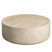 Sandy 32" Round Coffee Table, Travertine Finish, Fiberstone, Indoor/Outdoor