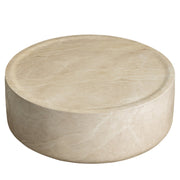 Sandy 32" Round Coffee Table, Travertine Finish, Fiberstone, Indoor/Outdoor