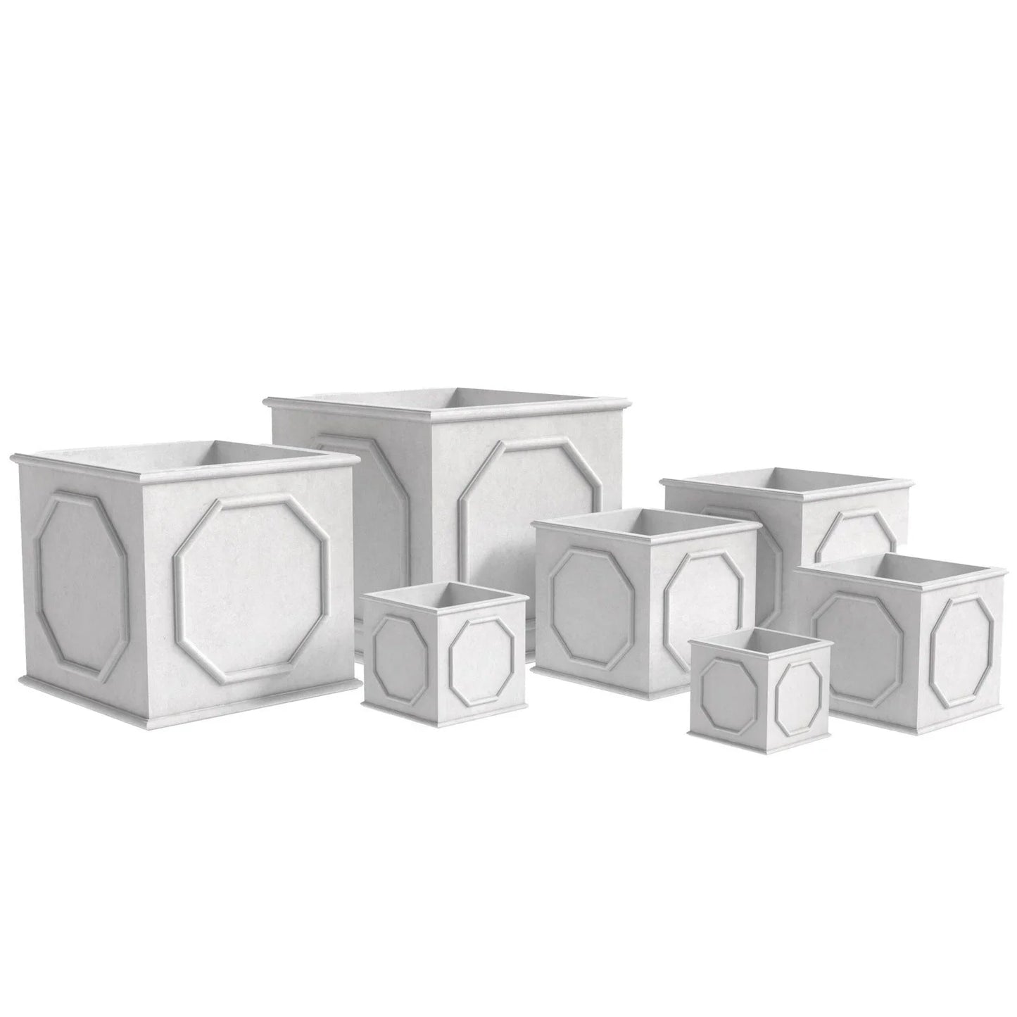 Sprout 7-Piece Fiberstone and MGO Clay Planter Set, Mid-Century Modern Square Planter Pot for Indoor and Outdoor - Elax Furniture