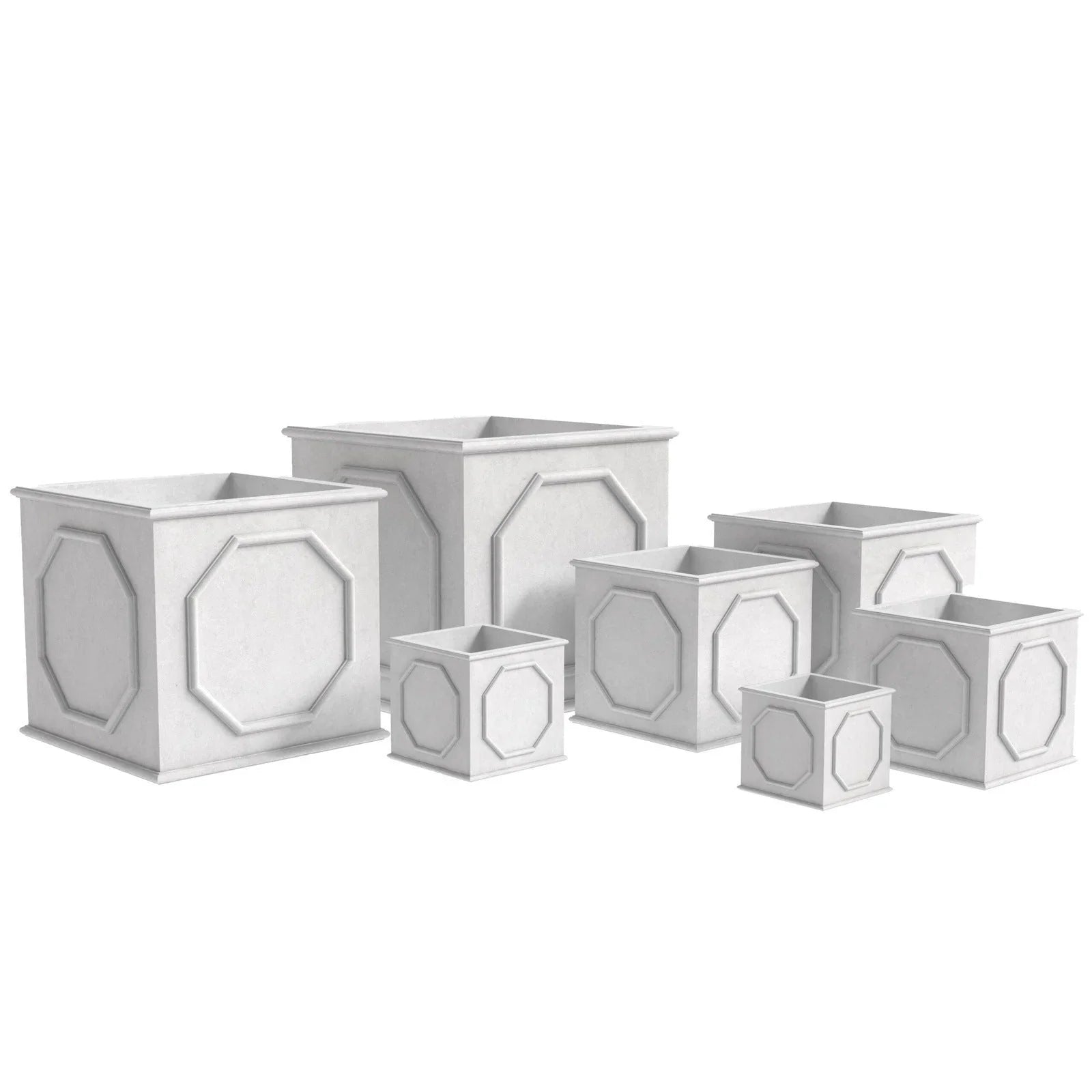 Sprout 7-Piece Fiberstone and MGO Clay Planter Set, Mid-Century Modern Square Planter Pot for Indoor and Outdoor - Elax Furniture