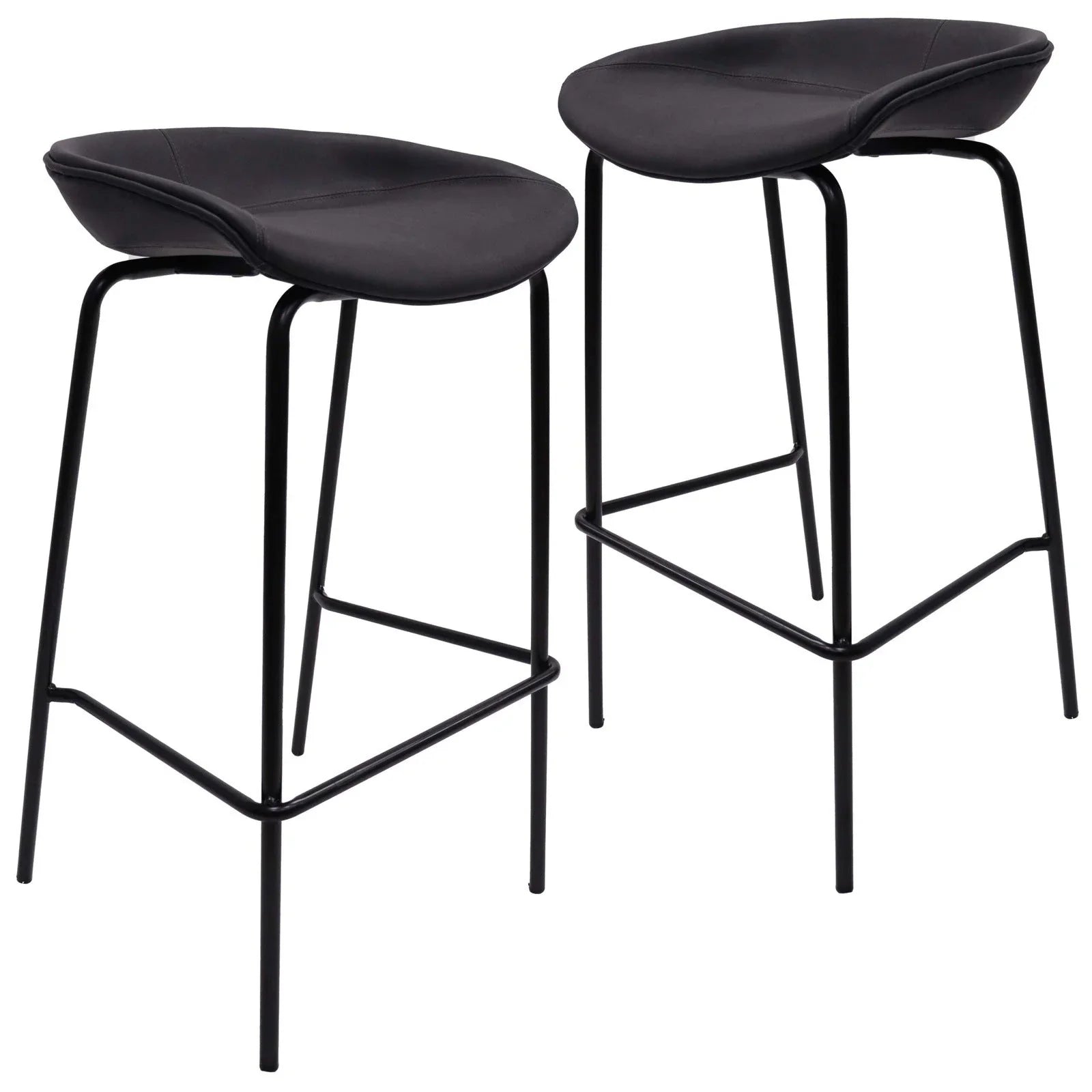 Servos Modern Barstool with Upholstered Leather Seat and Powder Coated Iron Frame Set of 2 - Elax Furniture