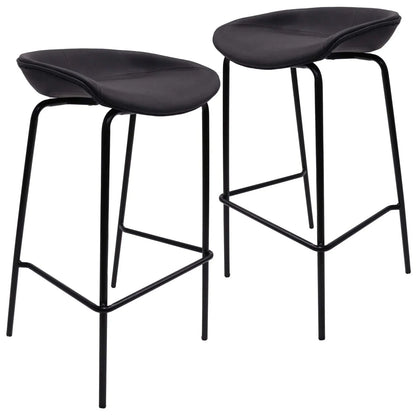 Servos Modern Barstool with Upholstered Leather Seat and Powder Coated Iron Frame Set of 2 - Elax Furniture