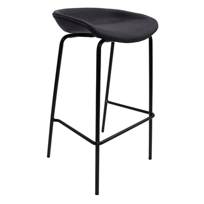 Servos Modern Barstool with Upholstered Faux Leather Seat and Powder Coated Iron Frame - Elax Furniture