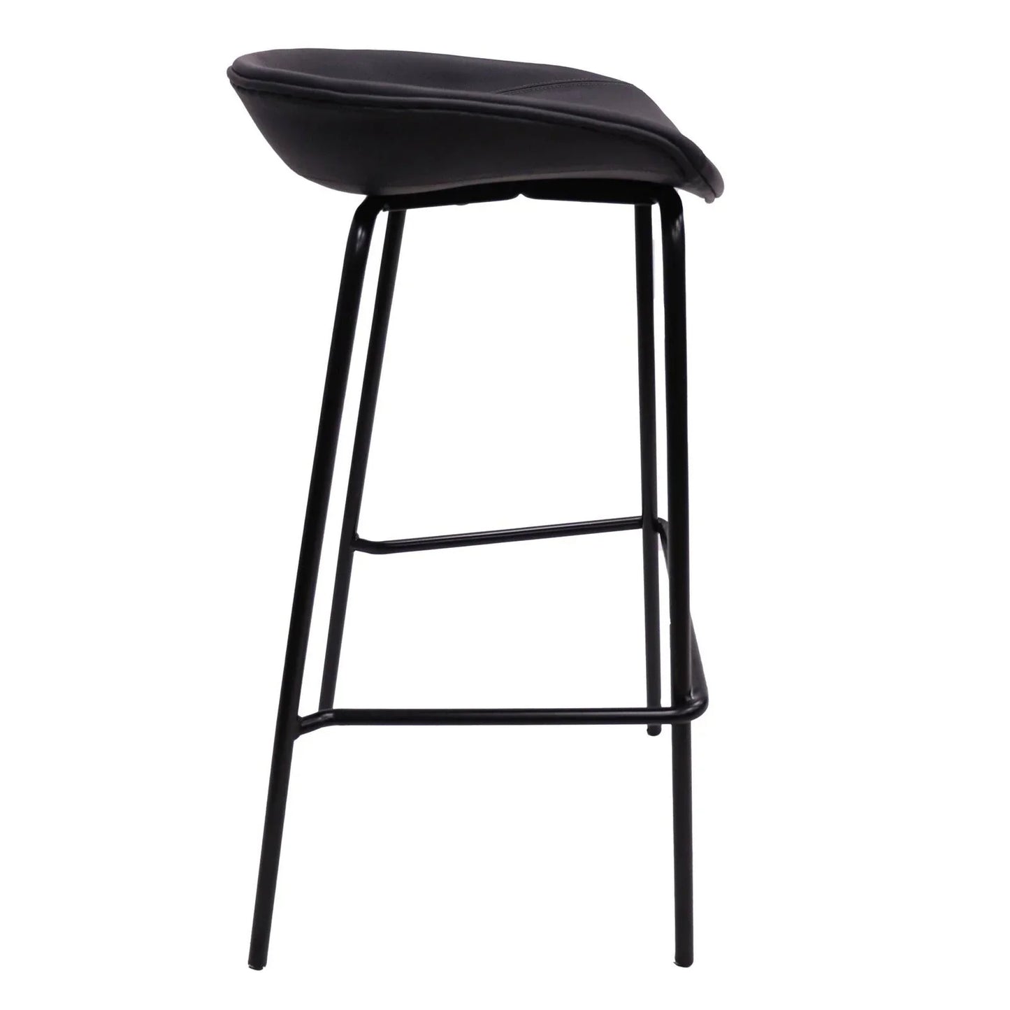 Servos Modern Barstool with Upholstered Leather Seat and Powder Coated Iron Frame Set of 2 - Elax Furniture
