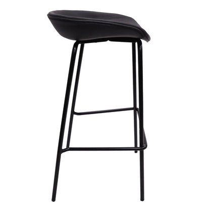 Servos Modern Barstool with Upholstered Leather Seat and Powder Coated Iron Frame Set of 2 - Elax Furniture