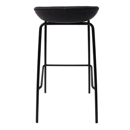 Servos Modern Barstool with Upholstered Leather Seat and Powder Coated Iron Frame Set of 2 - Elax Furniture