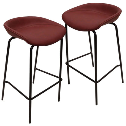 Servos Modern Barstool with Upholstered Leather Seat and Powder Coated Iron Frame Set of 2 - Elax Furniture