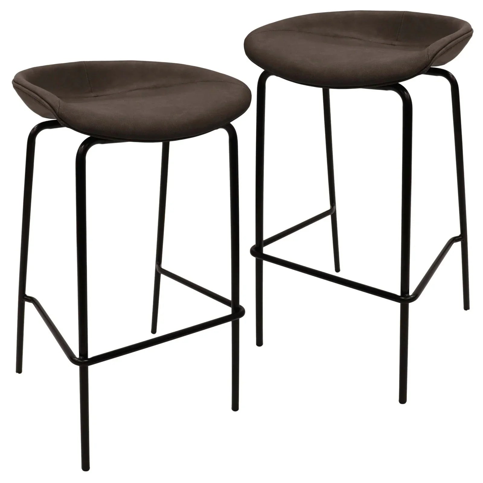 Servos Modern Barstool with Upholstered Leather Seat and Powder Coated Iron Frame Set of 2 - Elax Furniture