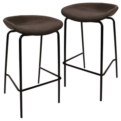 Servos Modern Barstool with Upholstered Leather Seat and Powder Coated Iron Frame Set of 2 - Elax Furniture