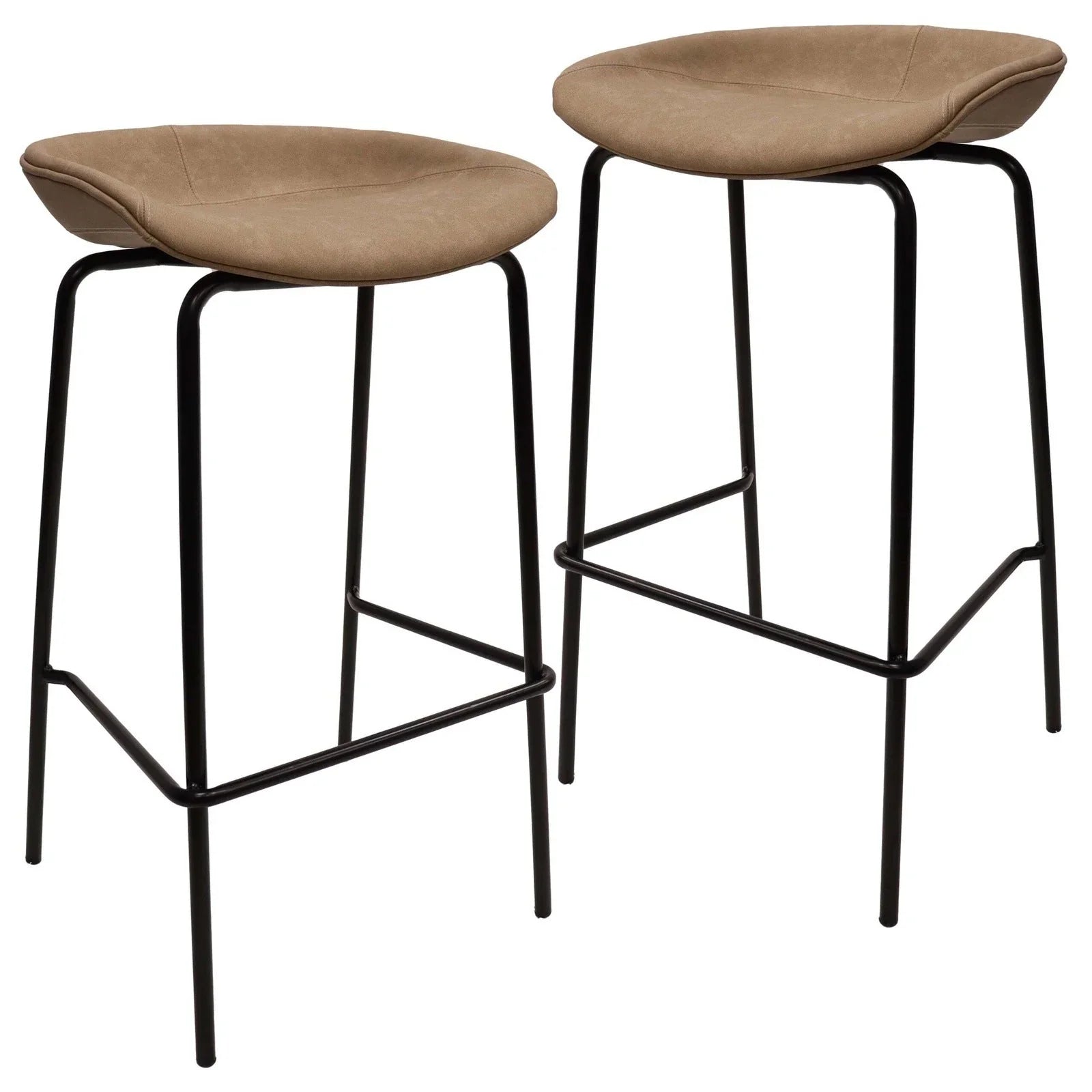 Servos Modern Barstool with Upholstered Leather Seat and Powder Coated Iron Frame Set of 2 - Elax Furniture