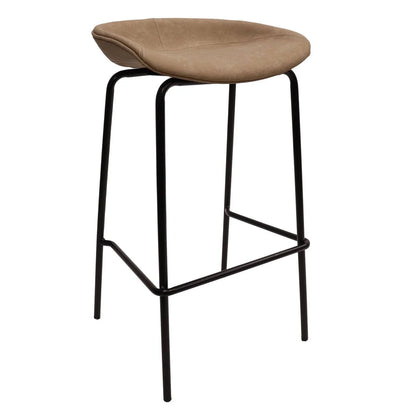 Servos Modern Barstool with Upholstered Faux Leather Seat and Powder Coated Iron Frame - Elax Furniture