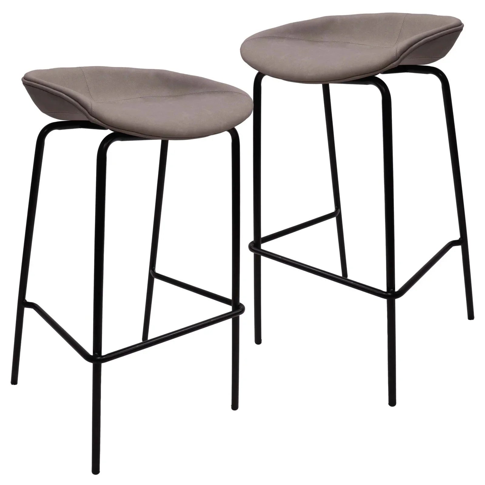 Servos Modern Barstool with Upholstered Leather Seat and Powder Coated Iron Frame Set of 2 - Elax Furniture