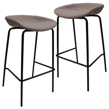 Servos Modern Barstool with Upholstered Leather Seat and Powder Coated Iron Frame Set of 2 - Elax Furniture