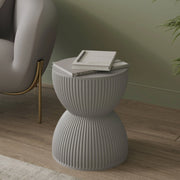 Spire 15" Wide Round Side Fiberstone Table With Hourglass Design - Elax Furniture
