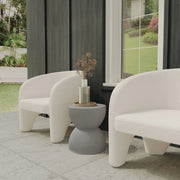 Spire 15" Wide Round Side Fiberstone Table With Hourglass Design - Elax Furniture