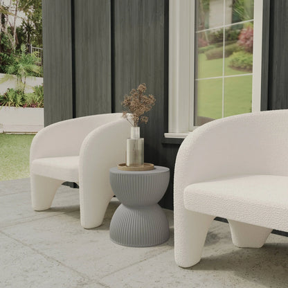 Spire 15" Wide Round Side Fiberstone Table With Hourglass Design - Elax Furniture