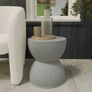 Spire 15" Wide Round Side Fiberstone Table With Hourglass Design - Elax Furniture