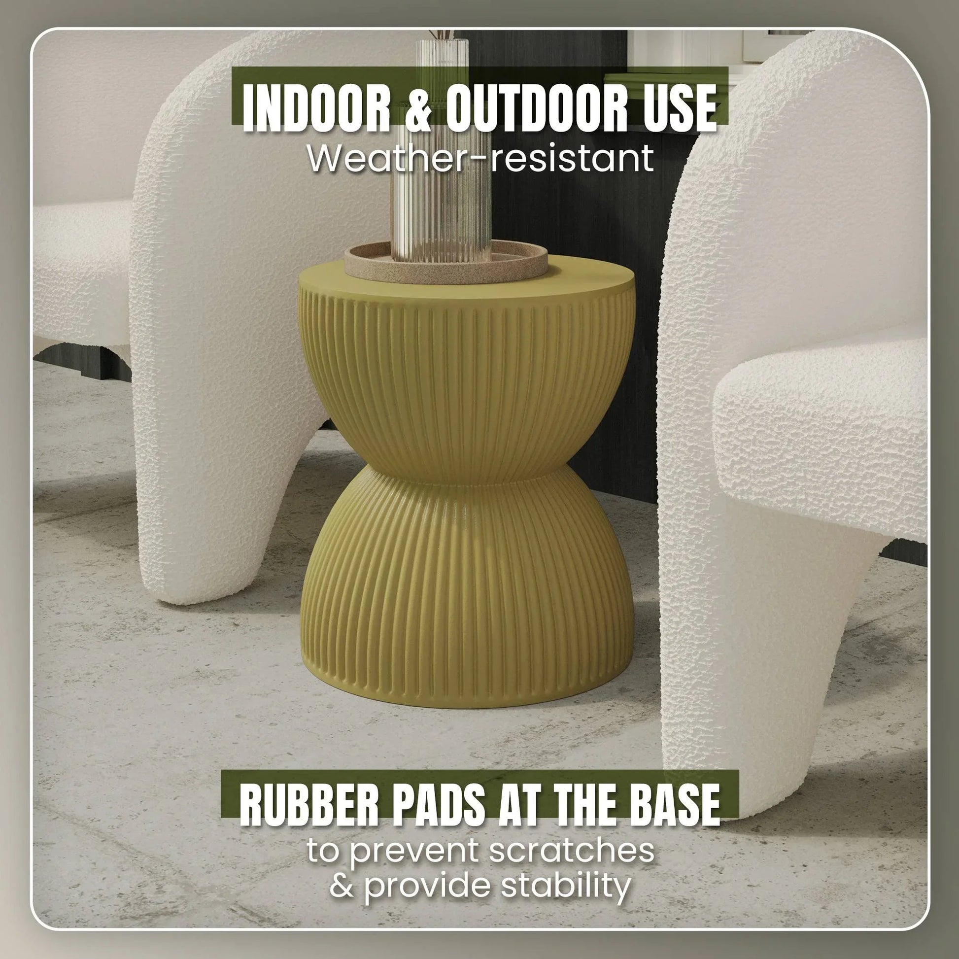 Spire 15" Wide Round Side Fiberstone Table With Hourglass Design - Elax Furniture