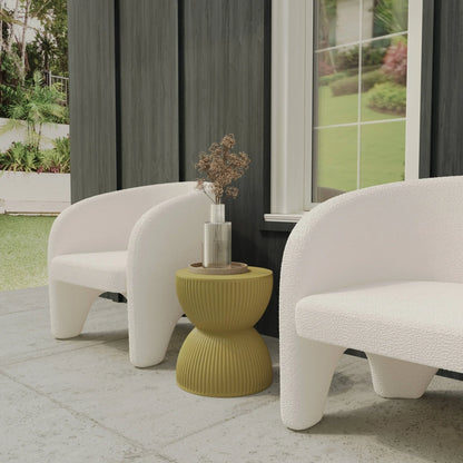 Spire 15" Wide Round Side Fiberstone Table With Hourglass Design - Elax Furniture