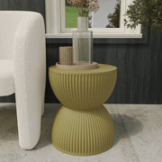 Spire 15" Wide Round Side Fiberstone Table With Hourglass Design - Elax Furniture