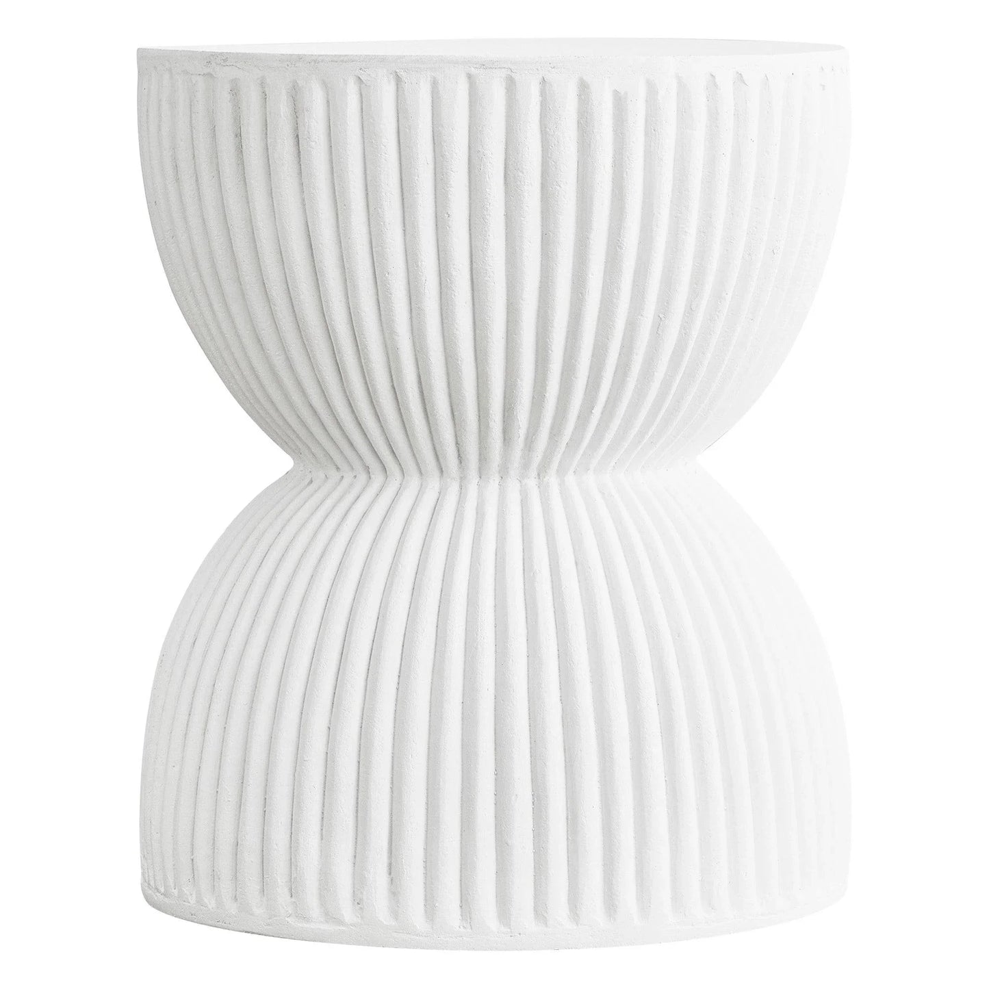 Spire 15" Wide Round Side Fiberstone Table With Hourglass Design - Elax Furniture