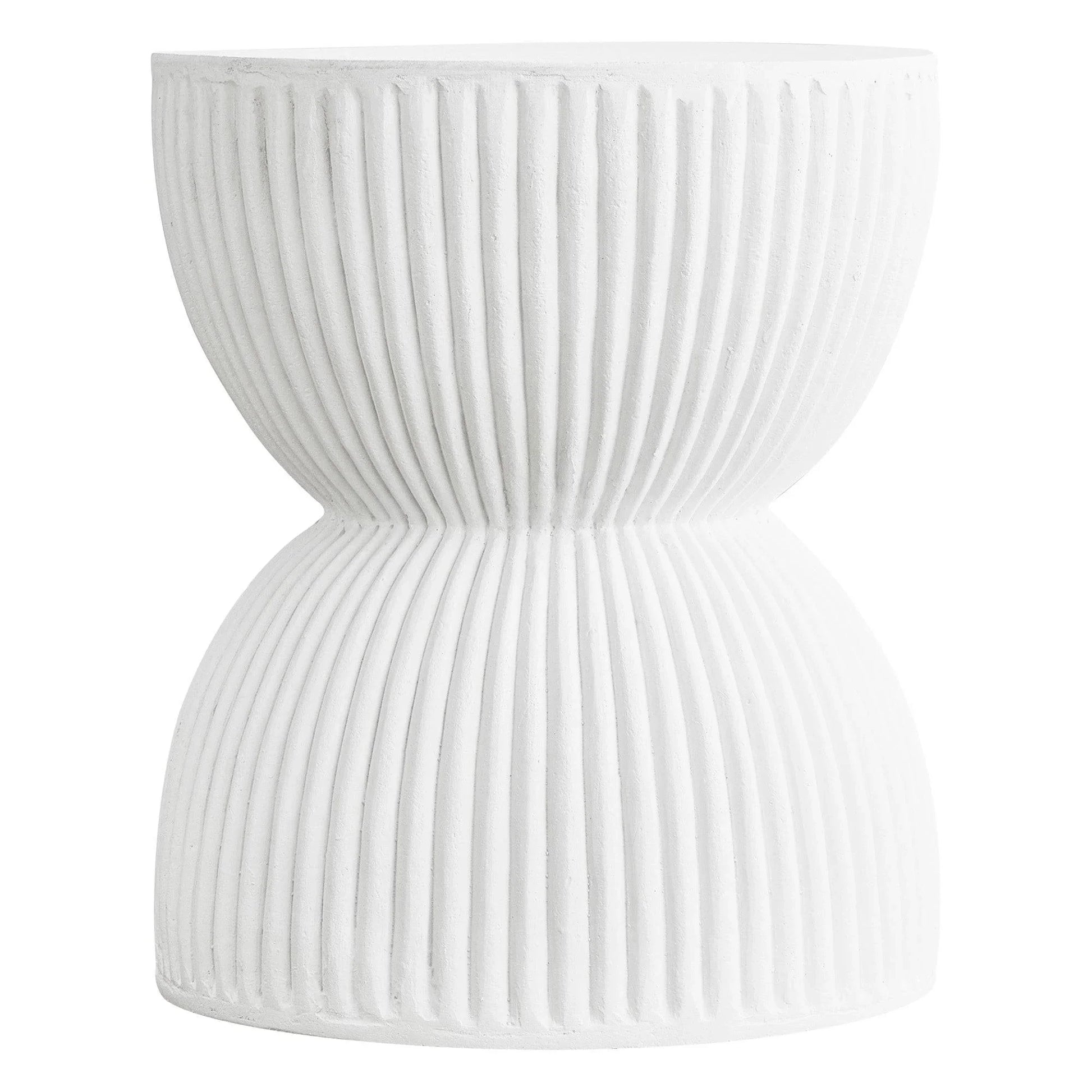 Spire 15" Wide Round Side Fiberstone Table With Hourglass Design - Elax Furniture