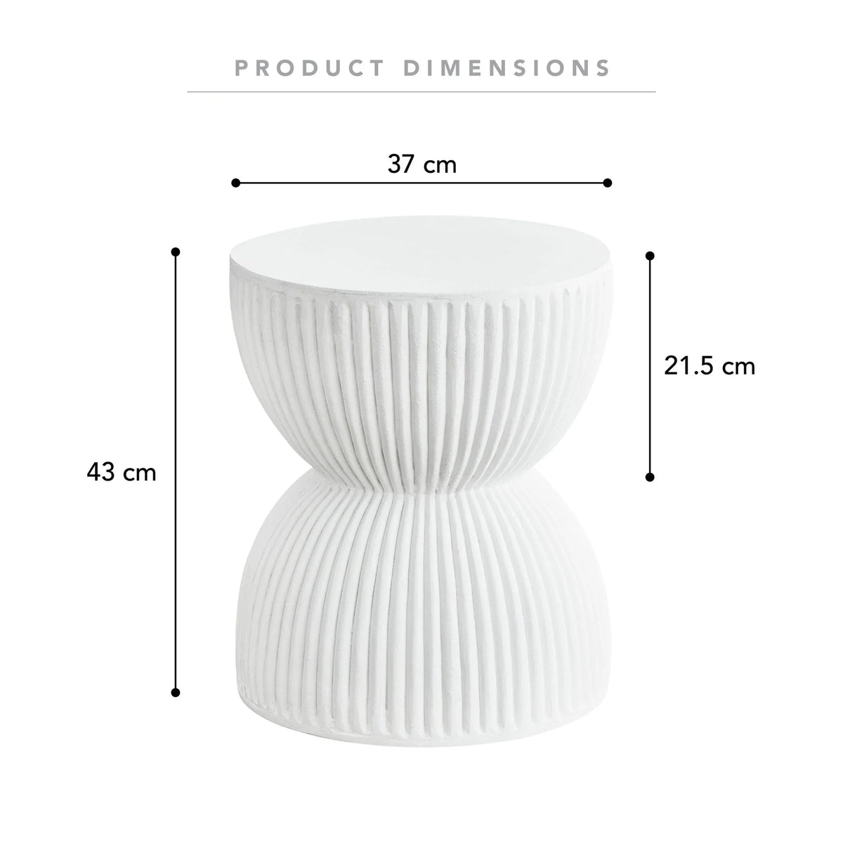 Spire 15" Wide Round Side Fiberstone Table With Hourglass Design - Elax Furniture
