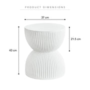 Spire 15" Wide Round Side Fiberstone Table With Hourglass Design - Elax Furniture