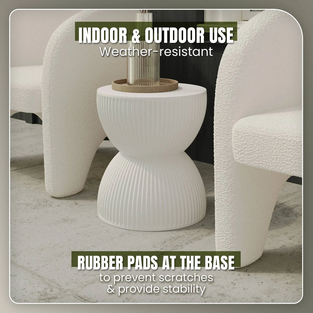 Spire 15" Wide Round Side Fiberstone Table With Hourglass Design - Elax Furniture