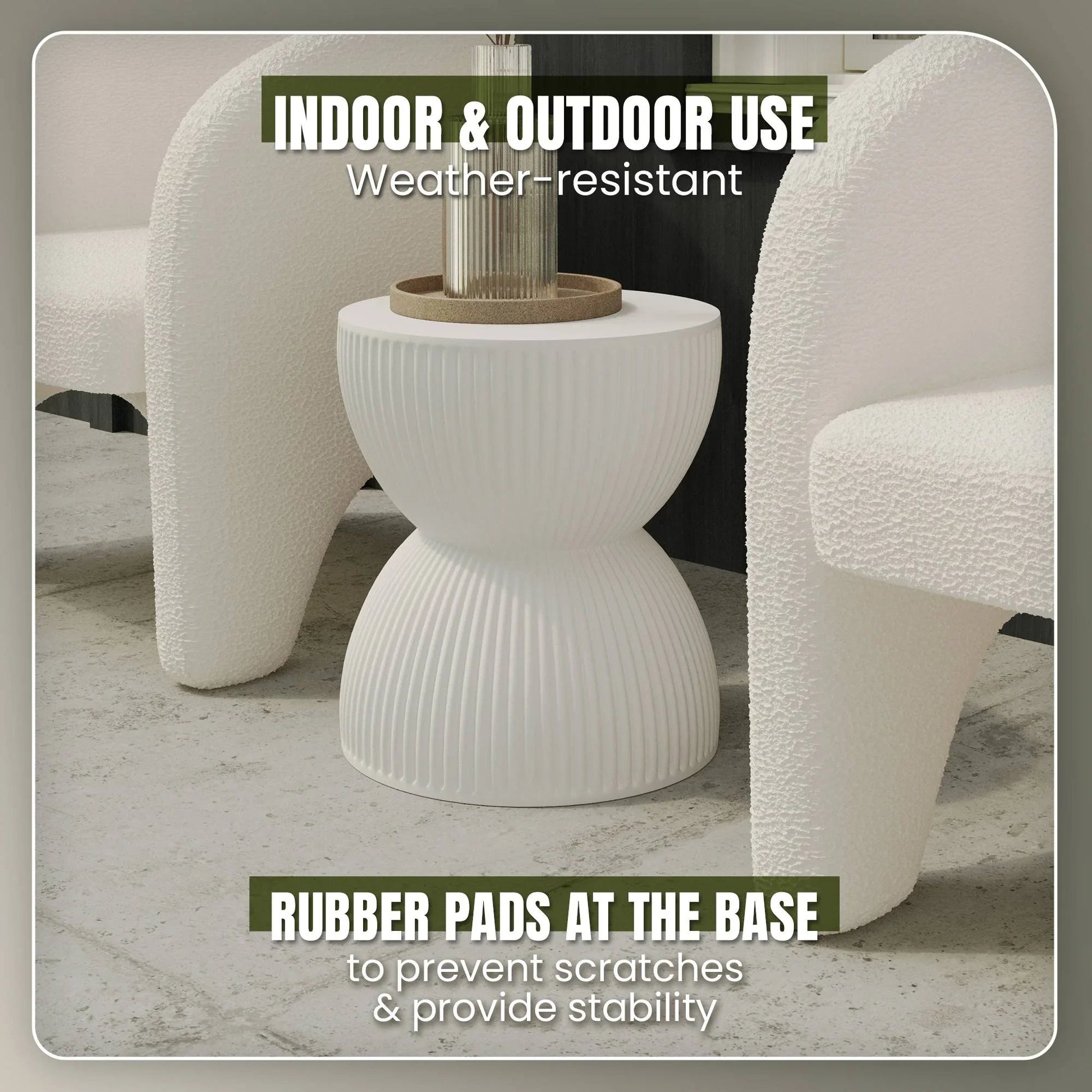 Spire 15" Wide Round Side Fiberstone Table With Hourglass Design - Elax Furniture