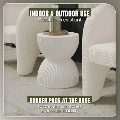 Spire 15" Wide Round Side Fiberstone Table With Hourglass Design - Elax Furniture