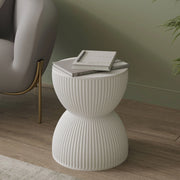 Spire 15" Wide Round Side Fiberstone Table With Hourglass Design - Elax Furniture