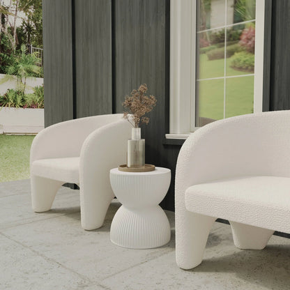 Spire 15" Wide Round Side Fiberstone Table With Hourglass Design - Elax Furniture