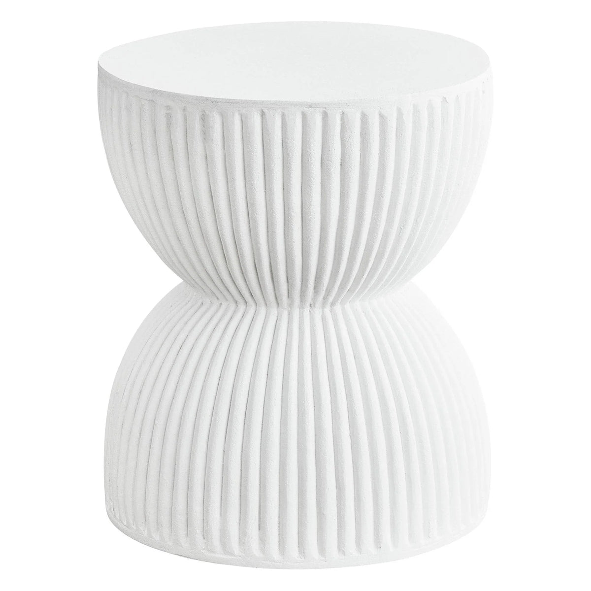 Spire 15" Wide Round Side Fiberstone Table With Hourglass Design - Elax Furniture