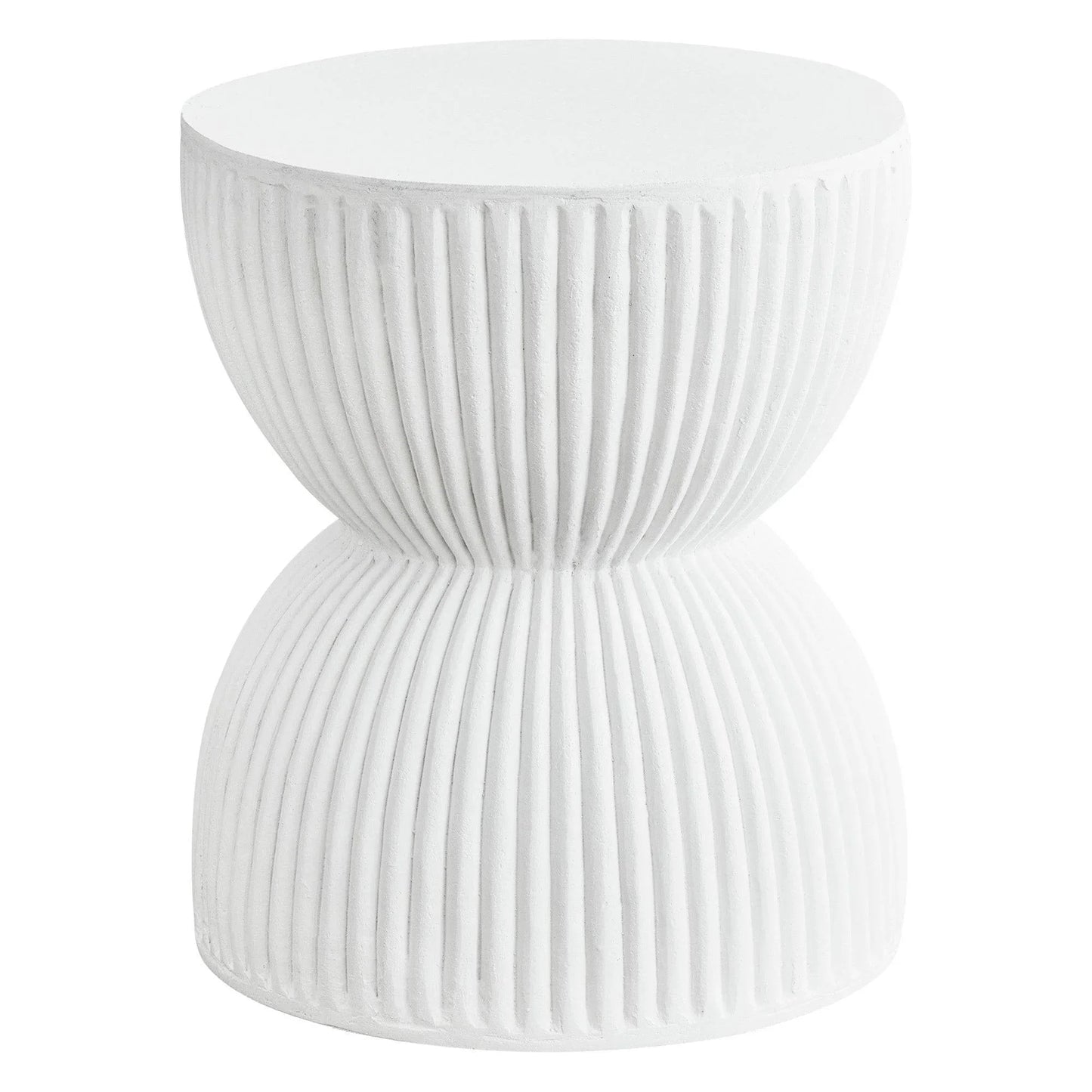 Spire 15" Wide Round Side Fiberstone Table With Hourglass Design - Elax Furniture