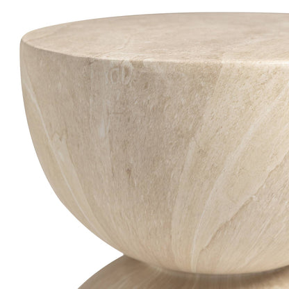 Sage Minimalist Side Table in Fiberstone Hourglass Design Accent Table