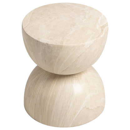 Sage Minimalist Side Table in Fiberstone Hourglass Design Accent Table