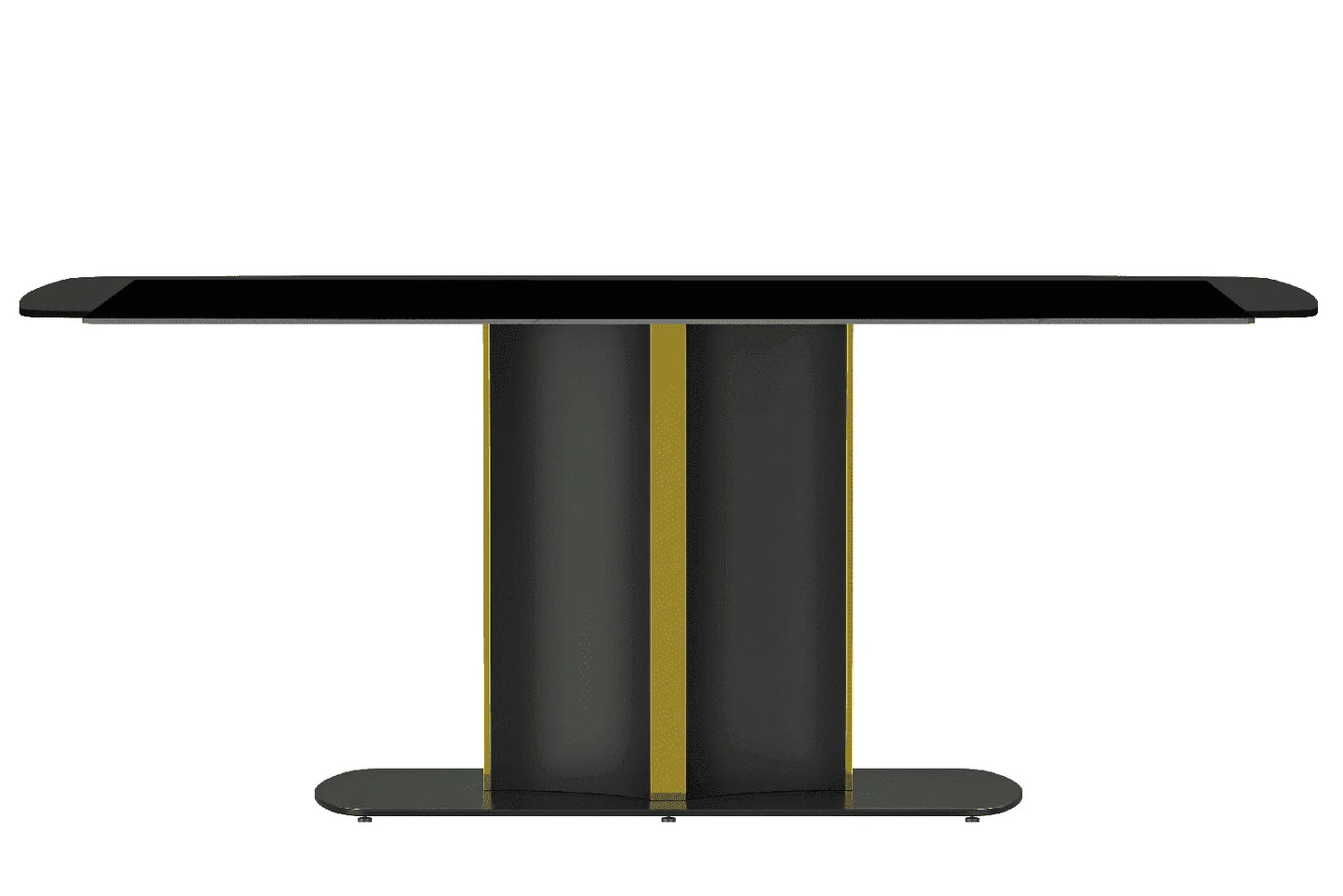 Sylva Rectangular Dining Table with Glass/Sintered Stone Tabletop in Gold Steel - Elax Furniture