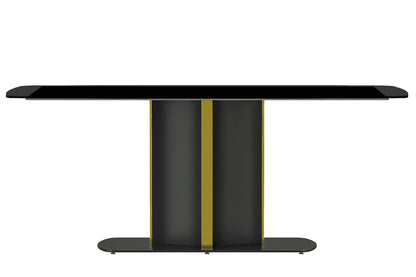 Sylva Rectangular Dining Table with Glass/Sintered Stone Tabletop in Gold Steel - Elax Furniture