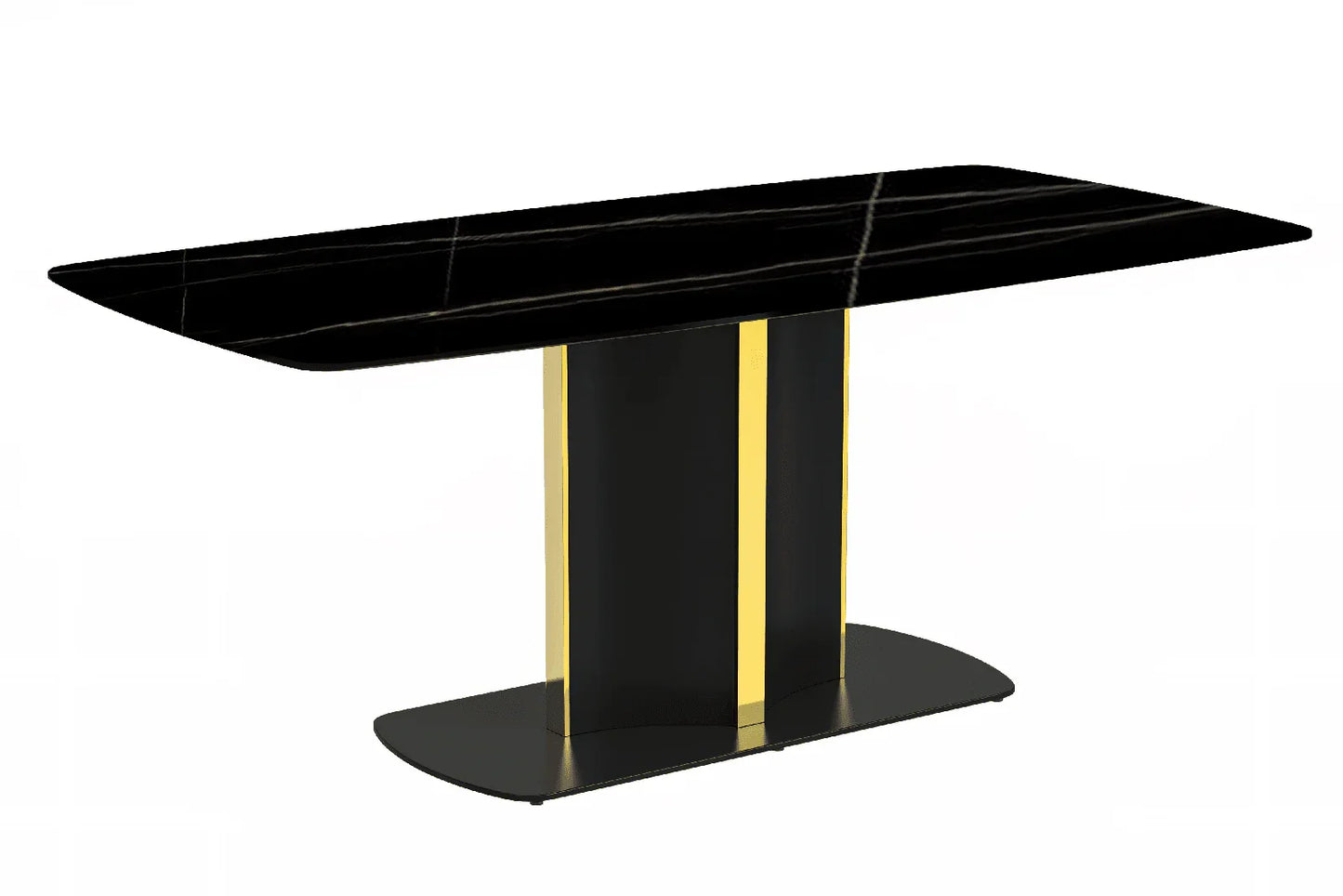 Sylva Rectangular Dining Table with Glass/Sintered Stone Tabletop in Gold Steel - Elax Furniture