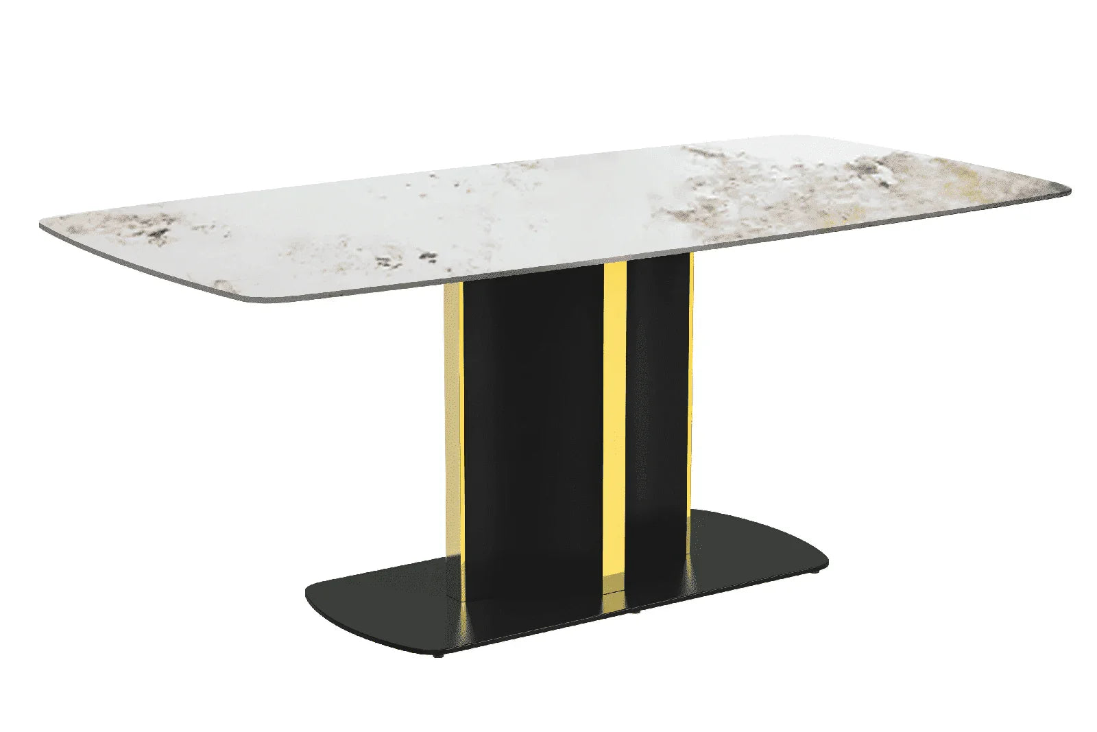 Sylva Rectangular Dining Table with Glass/Sintered Stone Tabletop in Gold Steel - Elax Furniture
