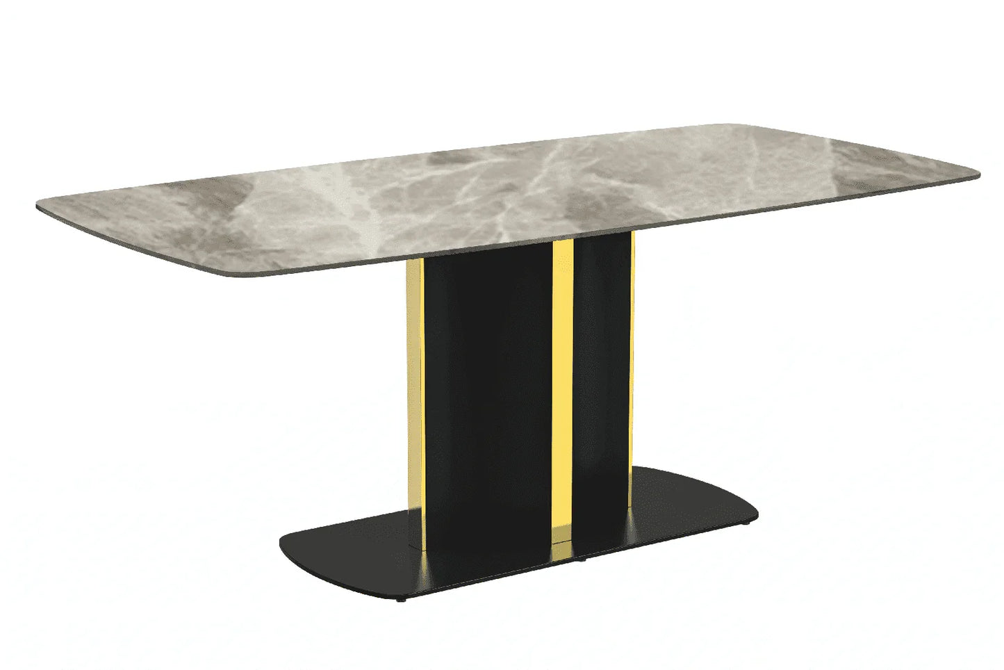 Sylva Rectangular Dining Table with Glass/Sintered Stone Tabletop in Gold Steel - Elax Furniture