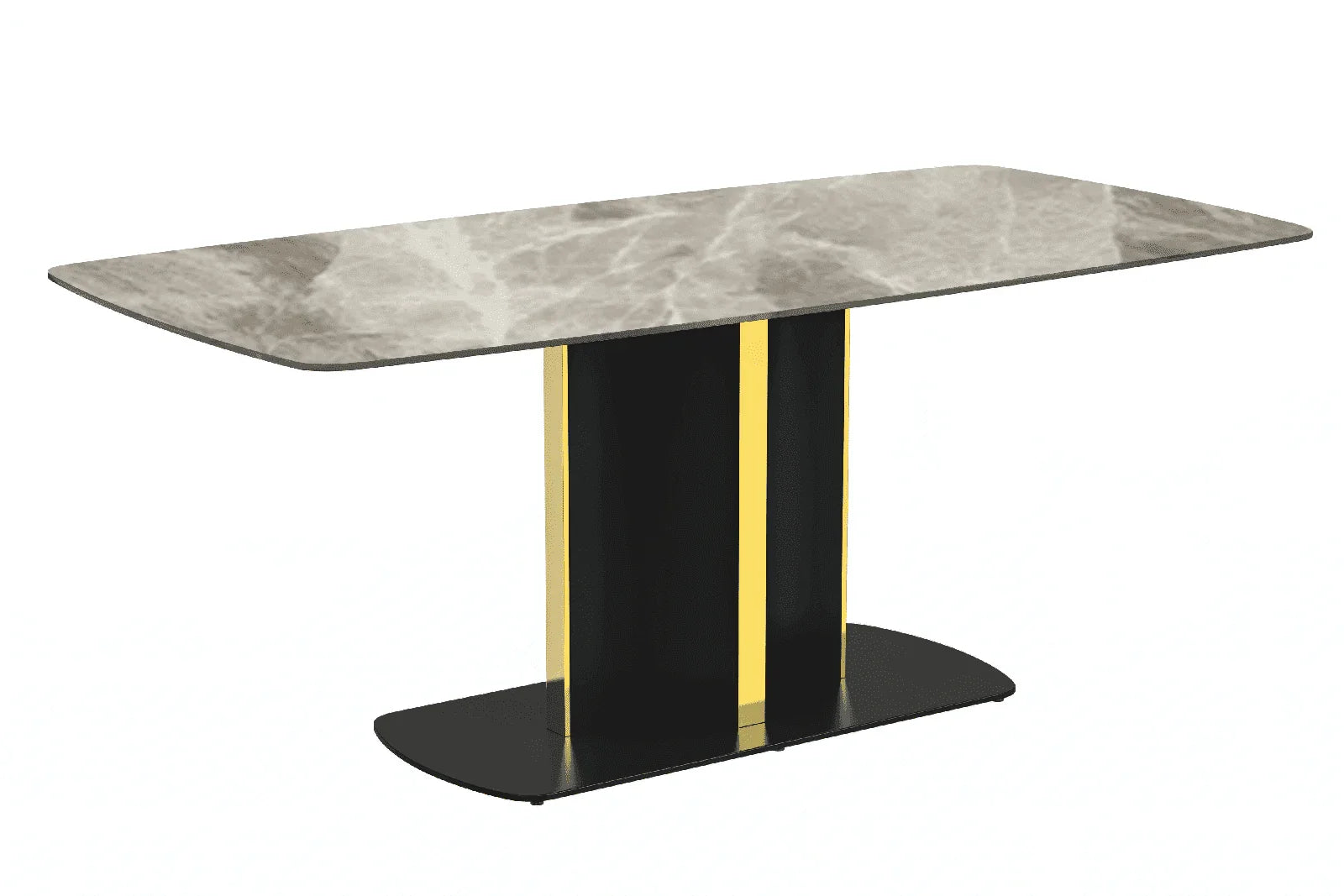 Sylva Rectangular Dining Table with Glass/Sintered Stone Tabletop in Gold Steel - Elax Furniture
